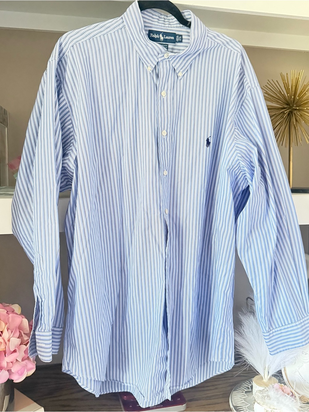 Ralph Lauren Light Blue & White Stripe Button-Down Shirt